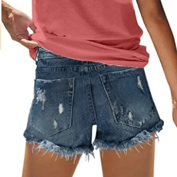 GRAPENT Women's Ripped High Waist Jeans Shorts